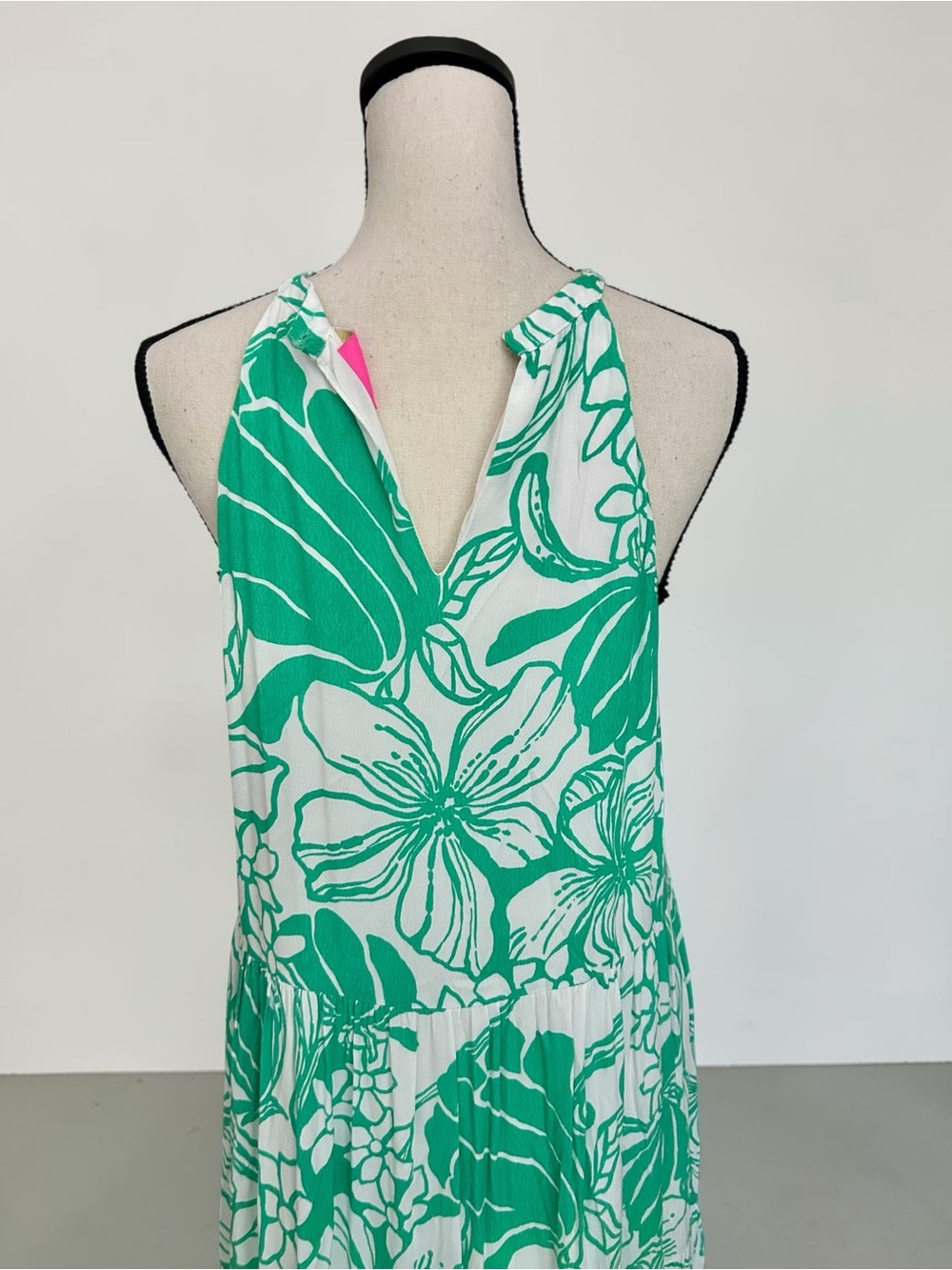 Lilly Pulitzer Green White Tropical Floral Tiered Maxi Dress Sz Small Resort - Picture 10 of 11